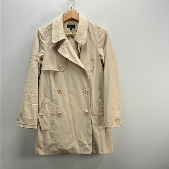 A.P.C. Trench Coat Double Breasted Tan Classic Old Money Heritage 36 Small 2 / 4 - Picture 1 of 12